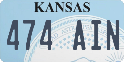 KS license plate 474AIN