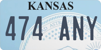 KS license plate 474ANY