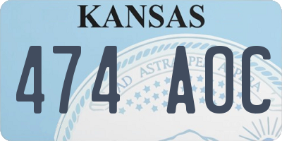 KS license plate 474AOC