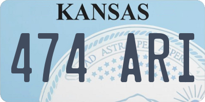 KS license plate 474ARI