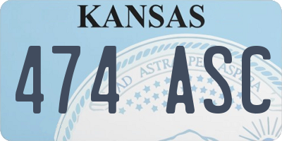 KS license plate 474ASC
