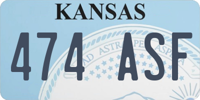 KS license plate 474ASF