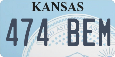 KS license plate 474BEM