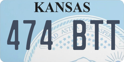 KS license plate 474BTT