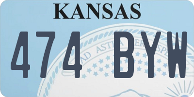 KS license plate 474BYW