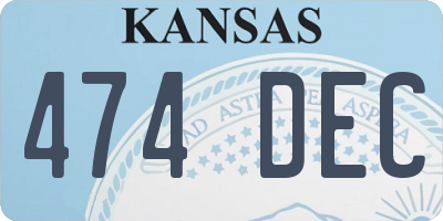 KS license plate 474DEC