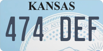 KS license plate 474DEF