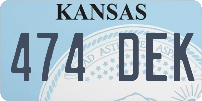 KS license plate 474DEK