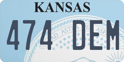 KS license plate 474DEM