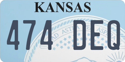 KS license plate 474DEQ