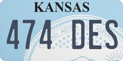 KS license plate 474DES