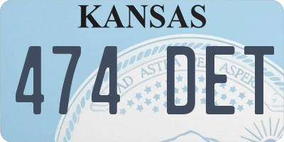 KS license plate 474DET