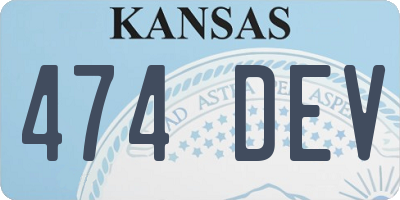 KS license plate 474DEV