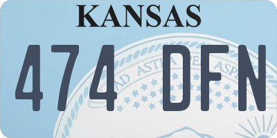 KS license plate 474DFN