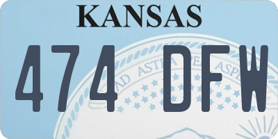 KS license plate 474DFW