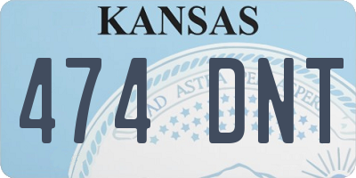 KS license plate 474DNT