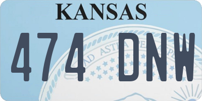 KS license plate 474DNW