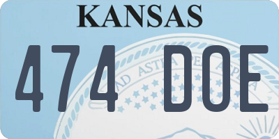 KS license plate 474DOE
