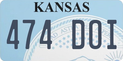 KS license plate 474DOI