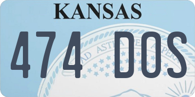 KS license plate 474DOS