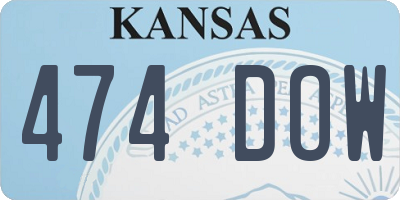 KS license plate 474DOW
