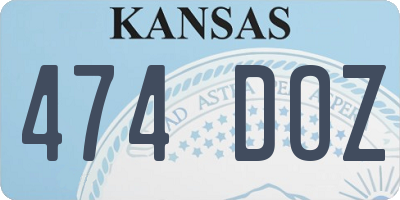 KS license plate 474DOZ