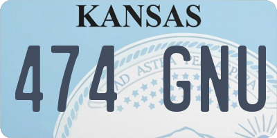 KS license plate 474GNU