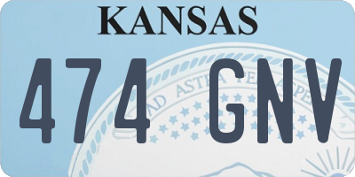 KS license plate 474GNV