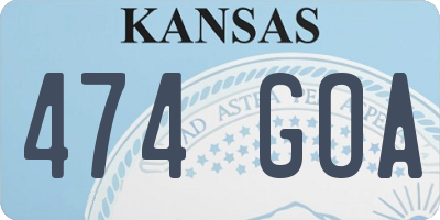 KS license plate 474GOA