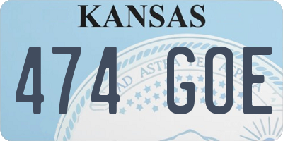 KS license plate 474GOE