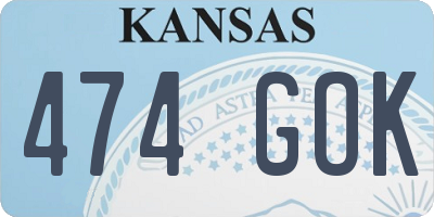 KS license plate 474GOK
