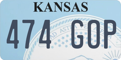 KS license plate 474GOP