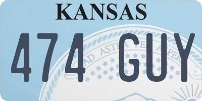 KS license plate 474GUY