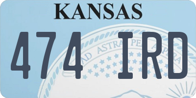 KS license plate 474IRD