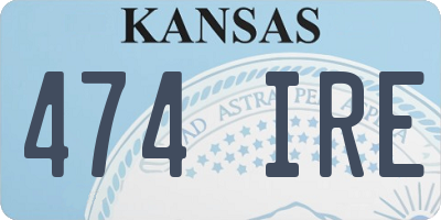 KS license plate 474IRE