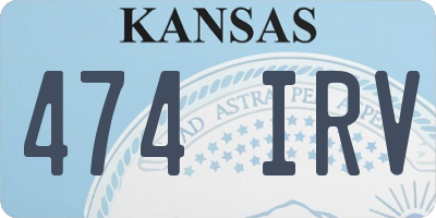 KS license plate 474IRV