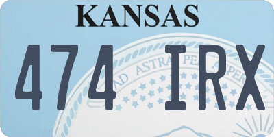 KS license plate 474IRX