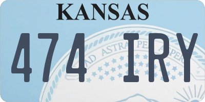 KS license plate 474IRY