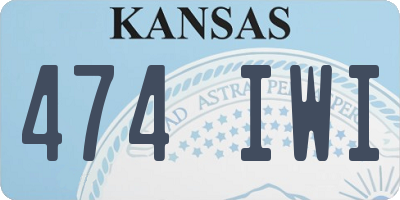 KS license plate 474IWI