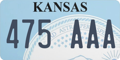 KS license plate 475AAA