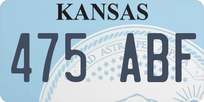 KS license plate 475ABF