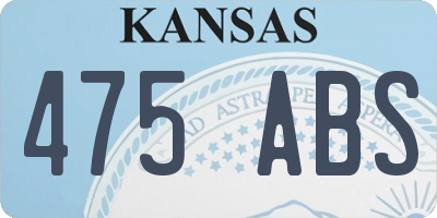 KS license plate 475ABS