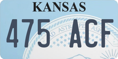 KS license plate 475ACF