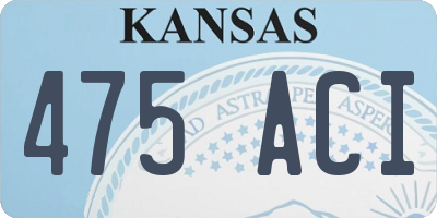 KS license plate 475ACI