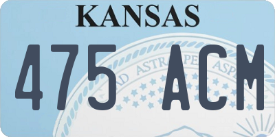KS license plate 475ACM