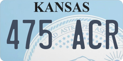 KS license plate 475ACR