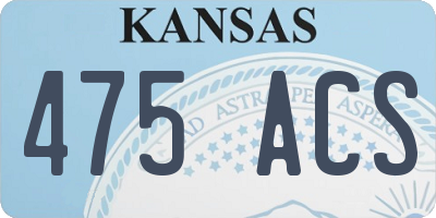 KS license plate 475ACS