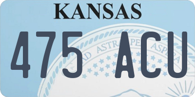 KS license plate 475ACU