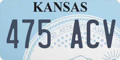 KS license plate 475ACV