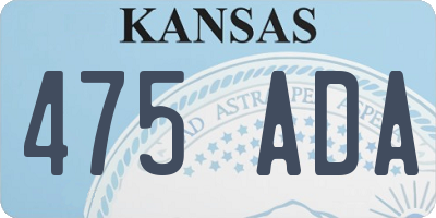 KS license plate 475ADA